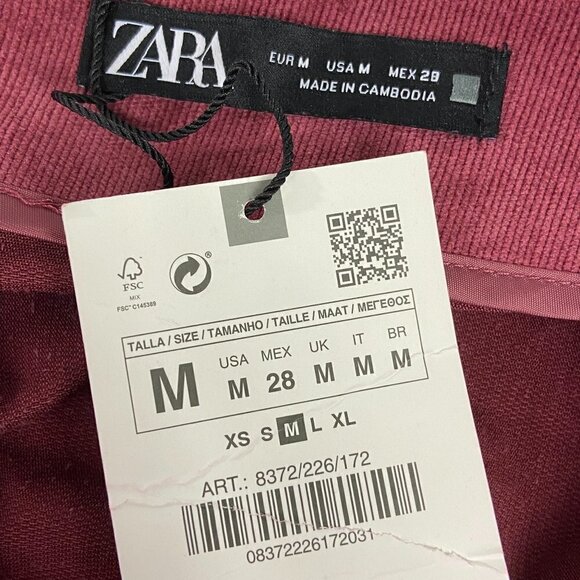 Zara Rusched High-Waist Corduroy Mini Skirt, M - Picture 2 of 9